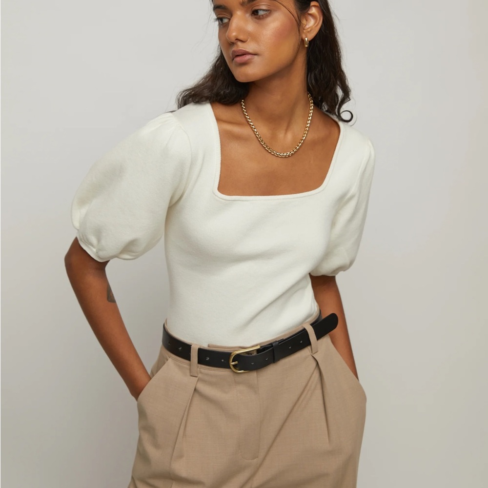 Elegant White Puff Sleeve Top